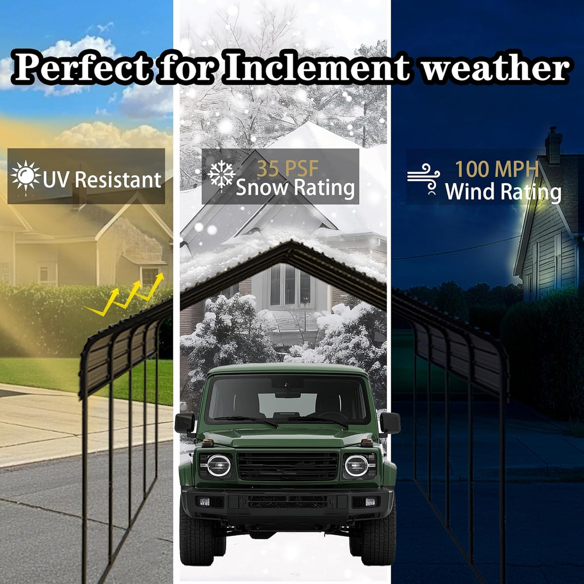 Heavy Duty Metal Carport 10x20 ft Galvanized Steel Carport Shelter for 2 Car - Extra Large Canopy for Dual Vehicle, RV & Boat Storage All Weather Protection Garage Party Tent (10 x 20 FT)