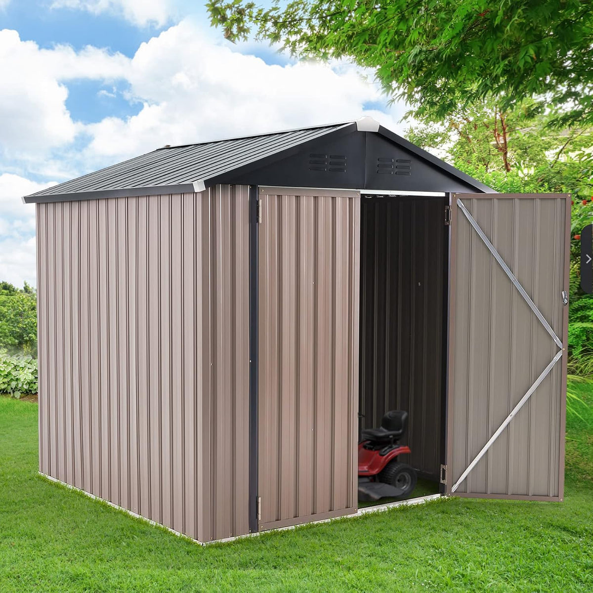 U-MAX 6x6 Storage Sheds & Outdoor Storage, Small Outdoor Storage Garden Outside Shed kit, Galvanized Metal Utility Shed for Backyard, Patio and Lawn