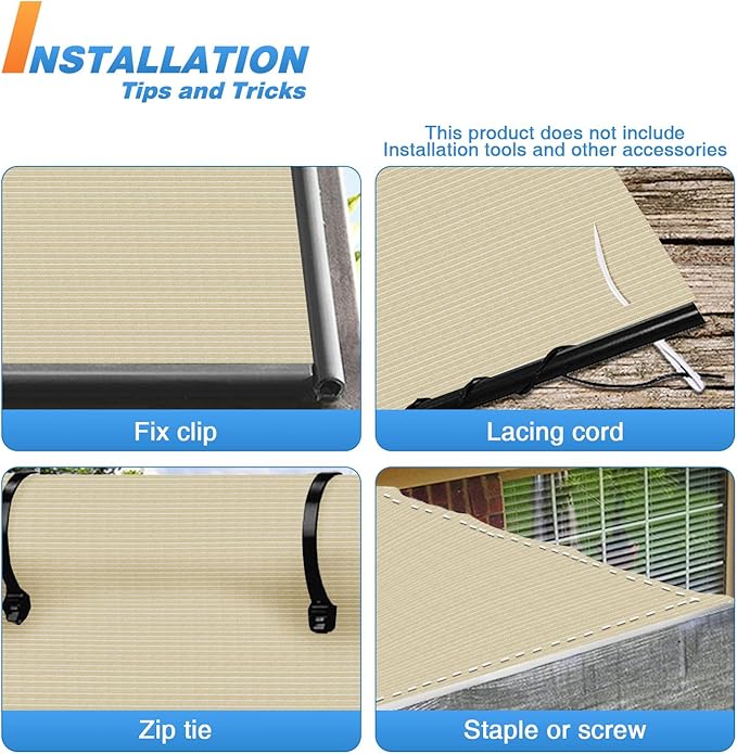 TANG Sun Shade Fabric Roll 8'x118' Shade Cloth for Garden Beige HDPE Mesh Shading Pergola Cover Replacement Canopy, 95% Blockage Sunshades for Outdoor Patio Backyard Plant
