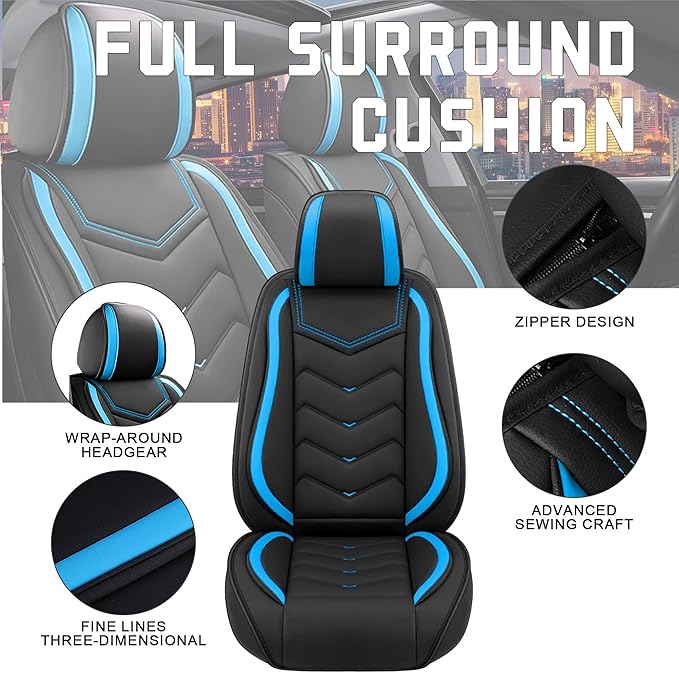 CTDS Car Seat Covers for Honda Accord 2000-2026, Stylish Sport Seat Cover, Premium Nappa Leather Car Seat Cover. Automobile Seat Covers Sets.(Standard 2 Seats/Black Blue)