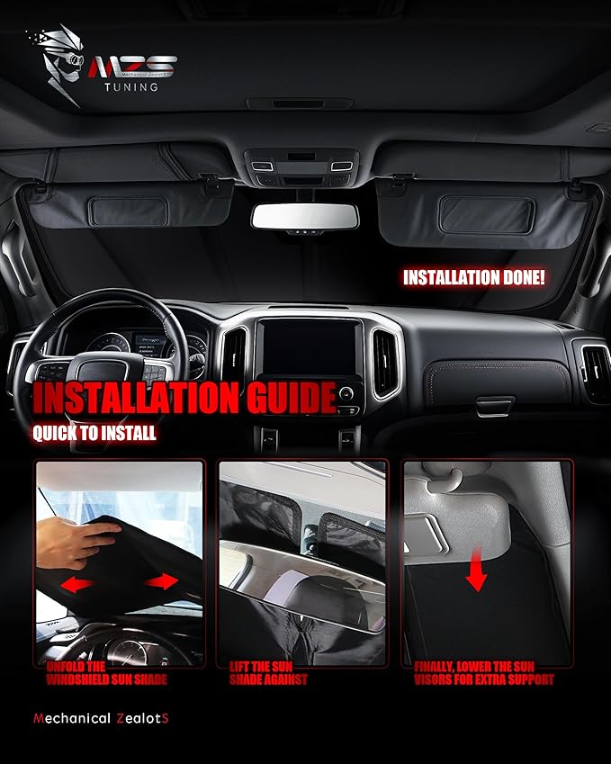 MZS Windshield Sun Shade Compatible with Equinox 2018-2026, Foldable SUV Front Window Sunshade with Storage Pouch, Sun Visor Shield Accessories for Interior Protector