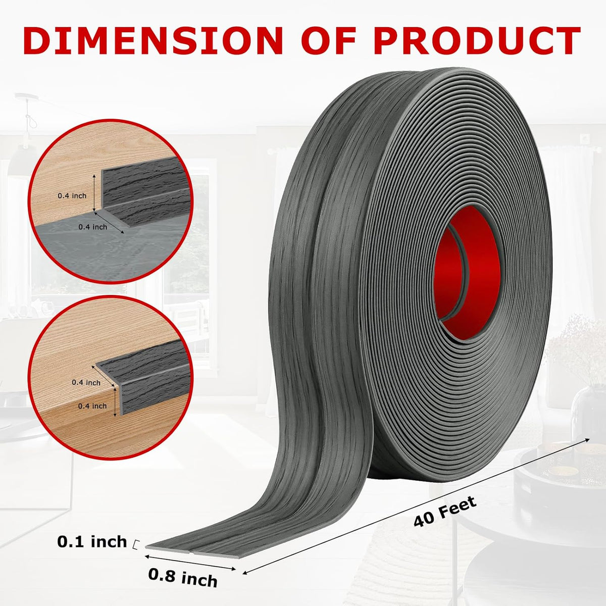 Flexible Wall Corner Protector Moulding Trim Peel and Stick Wall Corner Guards Edge Protector Self Adhesive Molding Trim Strip for Edge Ceiling (Deep Gray Wood Grain, 0.8 in x 40 Ft)