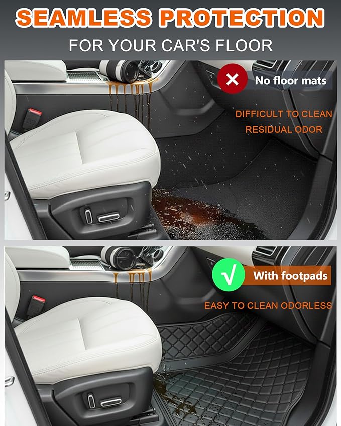All-Weather car Floor MATS-Suitable for 99% of car Models,Leather car mat, offering Personalized Embroidery and Multiple Color Options,Provide Protection for car Rug (Green-Beige)