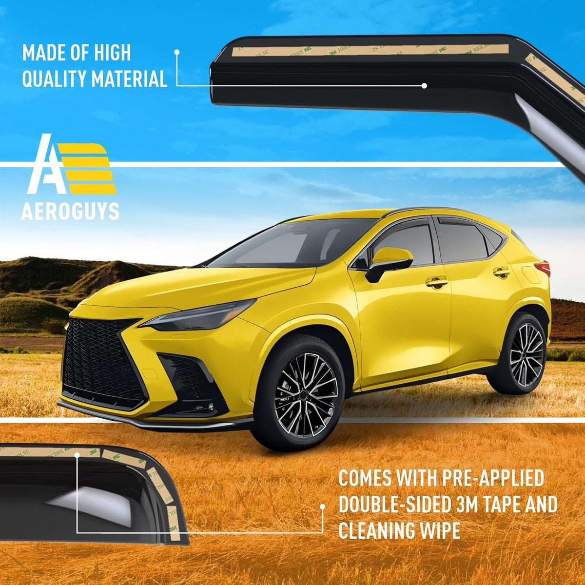 Extra Durable Window Deflectors in-Channel Window Visors Rain Guards Fit for NX 2022-2025, Sun Visors, Wind Vent for Shades, Exterior Car Accessories - 4 pcs. AG0861