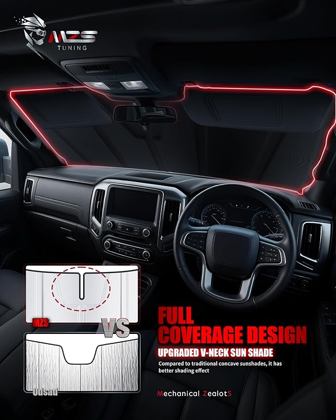 MZS Windshield Sun Shade Compatible with Civic 2022-2026, Foldable Car Front Window Sunshade with Storage Pouch, Sun Visor Shield Accessories for Interior Protector