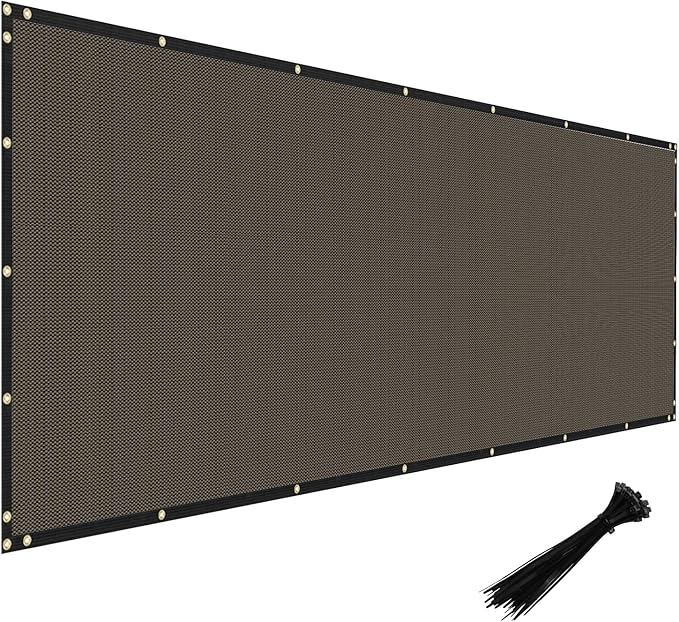 Windscreen4less Privacy Fence Screen Heavy Duty Windscreen Fencing Mesh Fabric Shade Net Cover with Brass Grommtes for Outdoor Wall Garden Yard Pool Deck, 8'x130' Brown