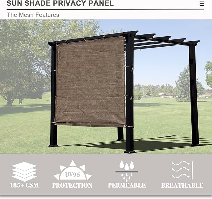 Sun Shade Privacy Panel with Grommets on 4 Sides for Patio, Awning, Window Cover, Pergola or Gazebo (Mocha Brown, 8' x 10')