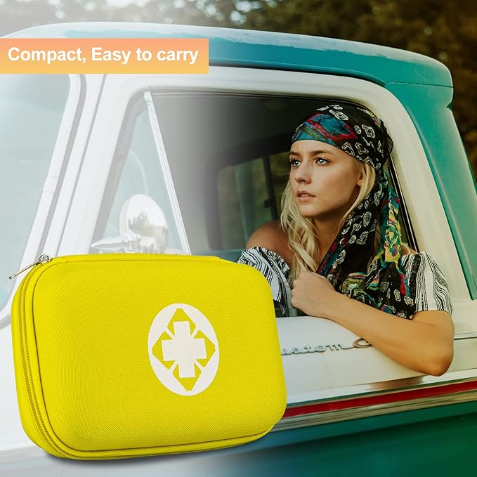 276PCS Hiking First Aid Kit for Home Personal Emergency Supplies Compact Bag for Backpack, First Aid Essentials Survival Kit for Business Travel Car Yellow AMORNING