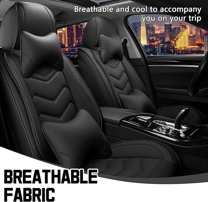 CTDS Car Seat Covers for Nissan Sentra 2000-2026, Stylish Sport Seat Cover, Premium Nappa Leather Car Seat Cover. Automobile Seat Covers Sets.(Luxury 2 Seats/Pure Black)