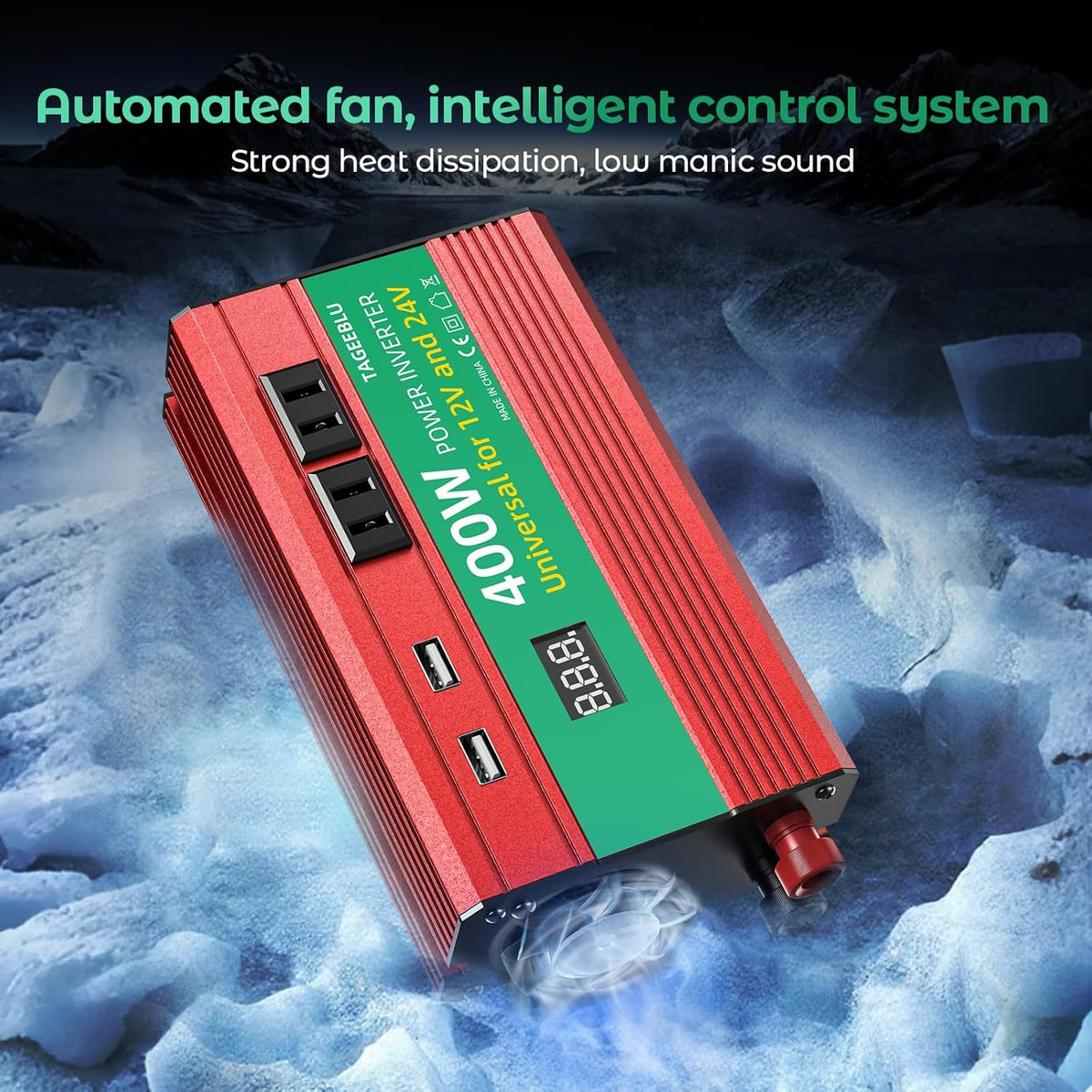 400W Power Inverter, DC 12V/24V to 110V AC Car Inverter for Truck, Home, Vehicles, Laptop, Trip