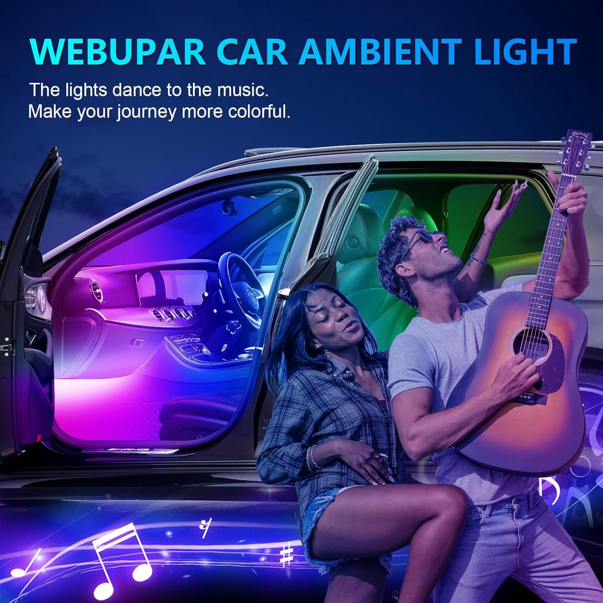 WEBUPAR Dreamcolor Acrylic Interior Car Lights - 18 in 1 RGB LED Strip Lights with APP Control and 213 Color Modes, Decorative Ambient Lighting Kits