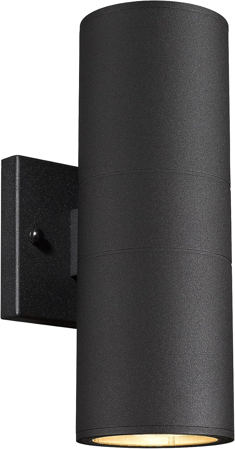 Ken & Ricky Exterior Wall Lights, Outdoor Up and Down Wall Sconce, Cylinder Outside Lights with Tempered Glass Cover for House Porch Garage Patio Doorway Entryway -1 Pack