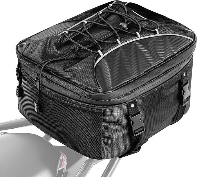 VEVOR Motorcycle Tail Bag, Dual Use Motorcycle Rear Seat Bag with Waterproof Rain Cover, 22-34 L Expandable Outdoor Sports Motorbike Luggage Storage Backpack Handbag with Straps