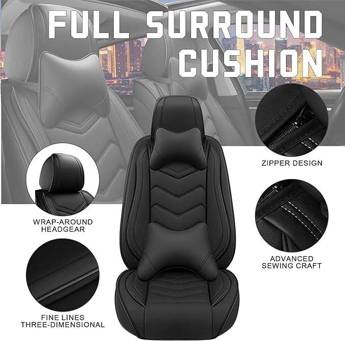 CTDS Car Seat Covers for Nissan Pathfinder 2000-2026, Stylish Sport Seat Cover, Premium Nappa Leather Car Seat Cover. Automobile Seat Covers Sets.(Luxury 5 Seats/Pure Black)