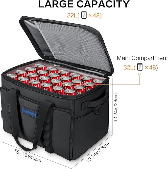 Soft Insulated Cooler Bag Collapsible Large Travel Coolers Soft Sided Coolers Ice Chest, Leakproof, Waterproof