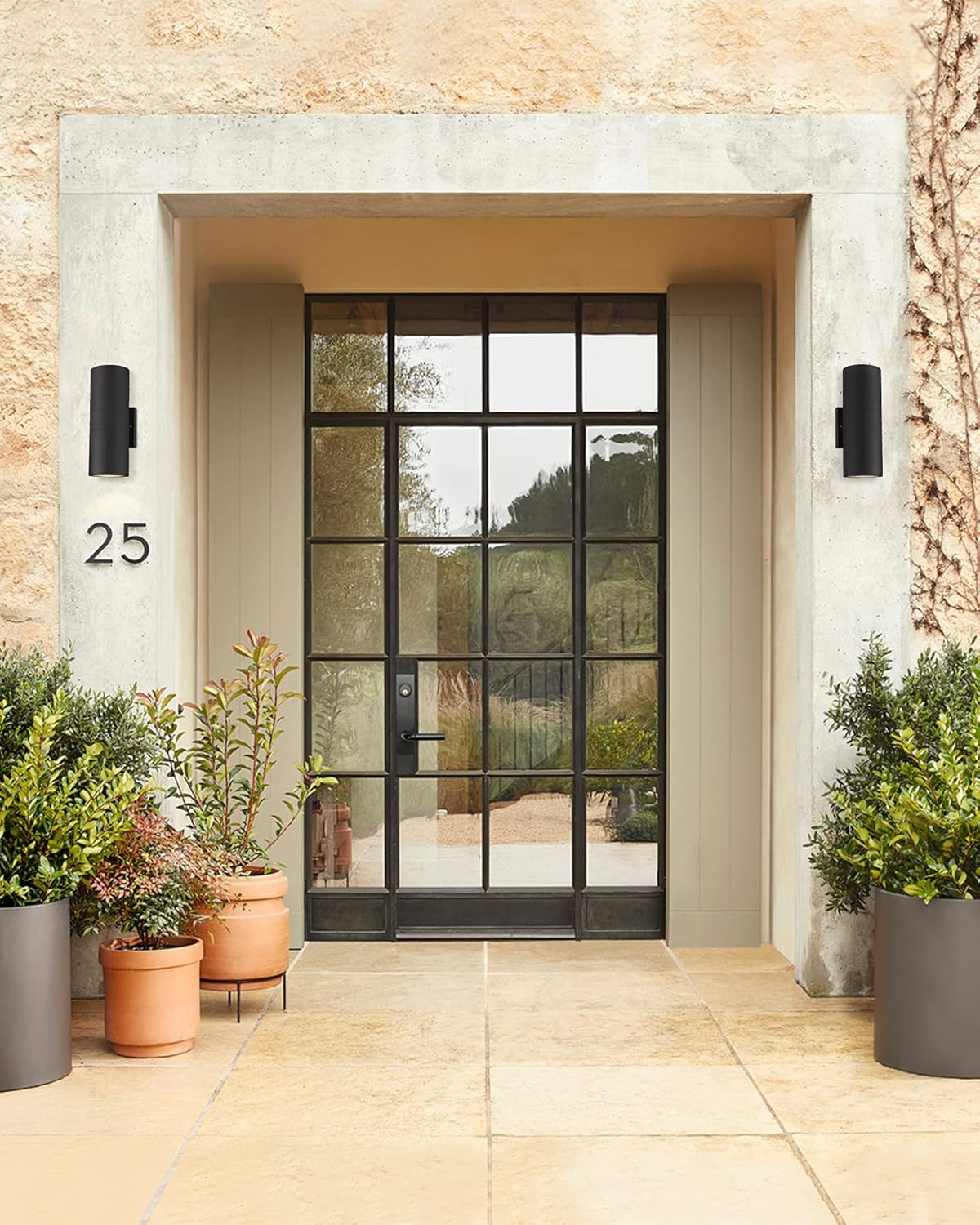 Ken & Ricky Exterior Wall Lights, Outdoor Up and Down Wall Sconce, Cylinder Outside Lights with Tempered Glass Cover for House Porch Garage Patio Doorway Entryway -1 Pack