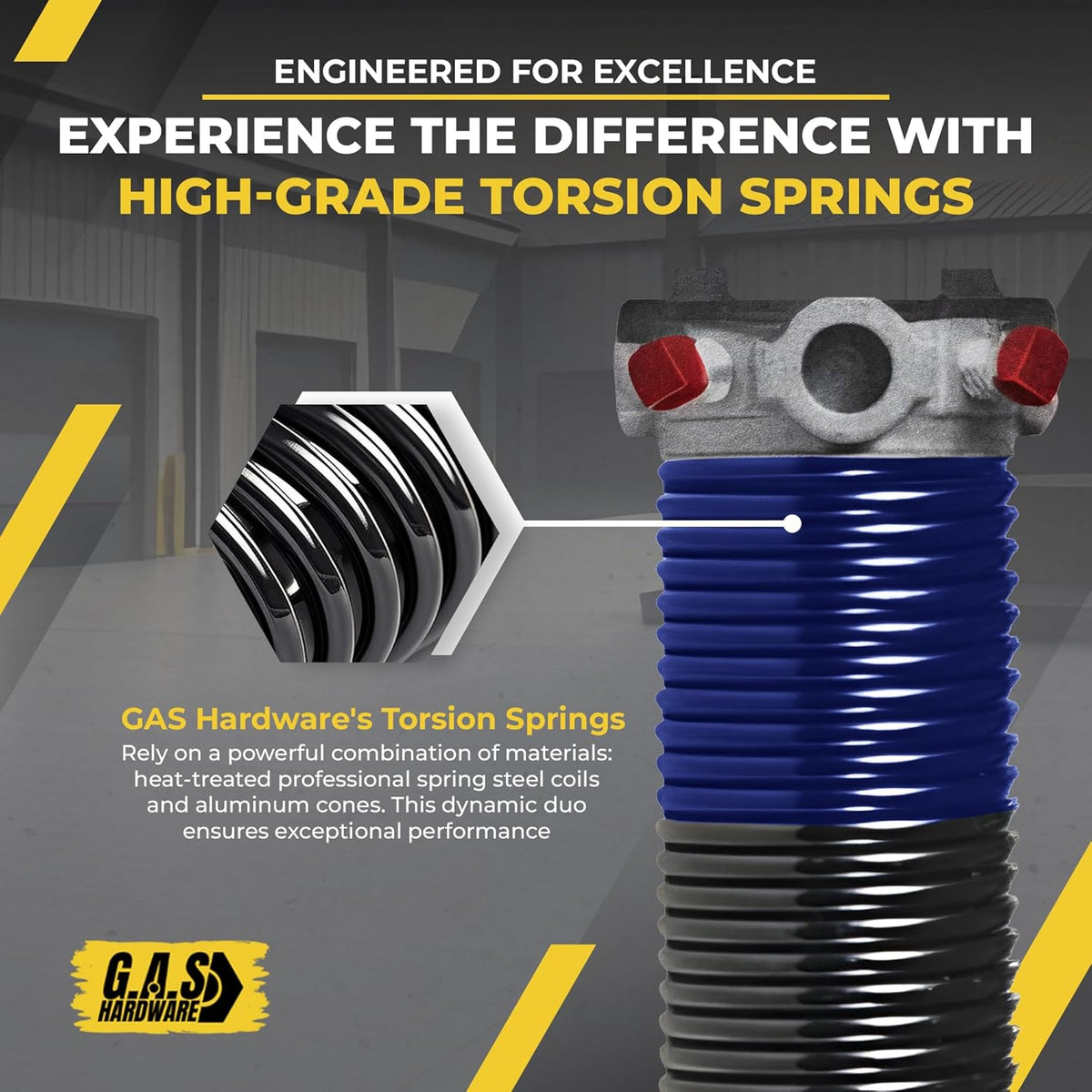 Garage Door Torsion Springs 262x2x35 Includes 1” Steel Bearing, Gloves, and Winding Bars for Left and Right Side of Garage Door Precision E-Coating 5-Year Warranty Minimum 30,000 Cycles (Pair)