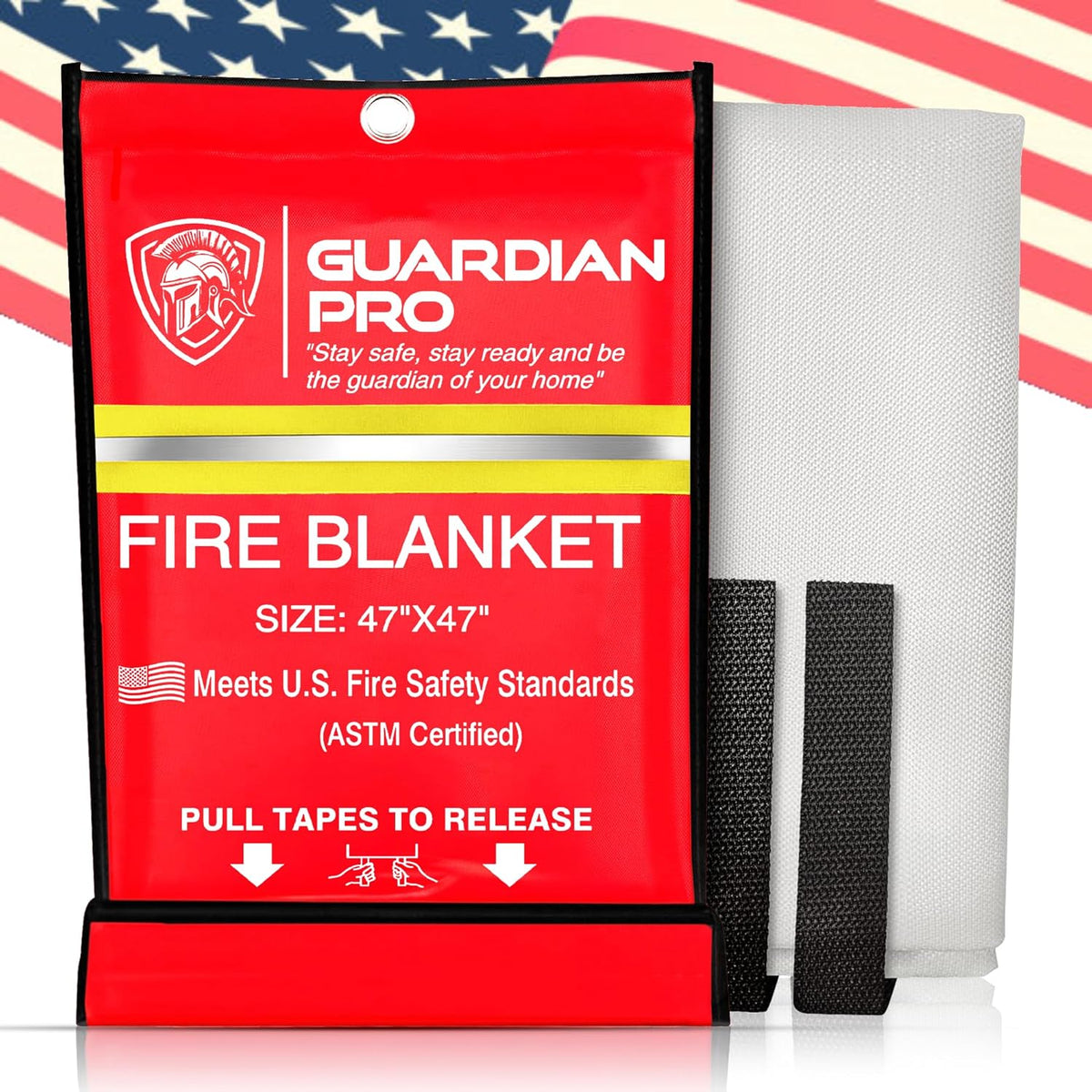 Emergency Fire Blanket for Home and Kitchen - 47"x47" - Must Have Fire Protection - Fire Suppression Fiberglass Fire Blankets for House Camping Car Office Emergency Survival Safety (1 Pack)