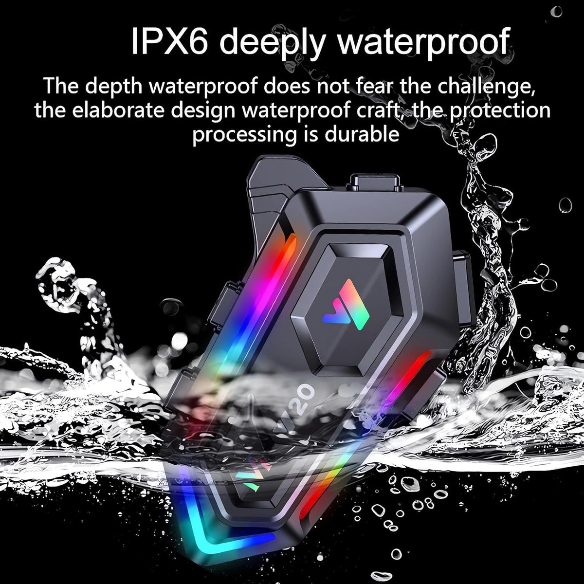 FEYA Motorcycle Helmet Speakers with 16-Types RGB Dazzling Lights High Battery Life Motorcycle Headphones Dual Noise Reduction/Automatic Answer/Call Music Control/Wake up Siri/IPX6