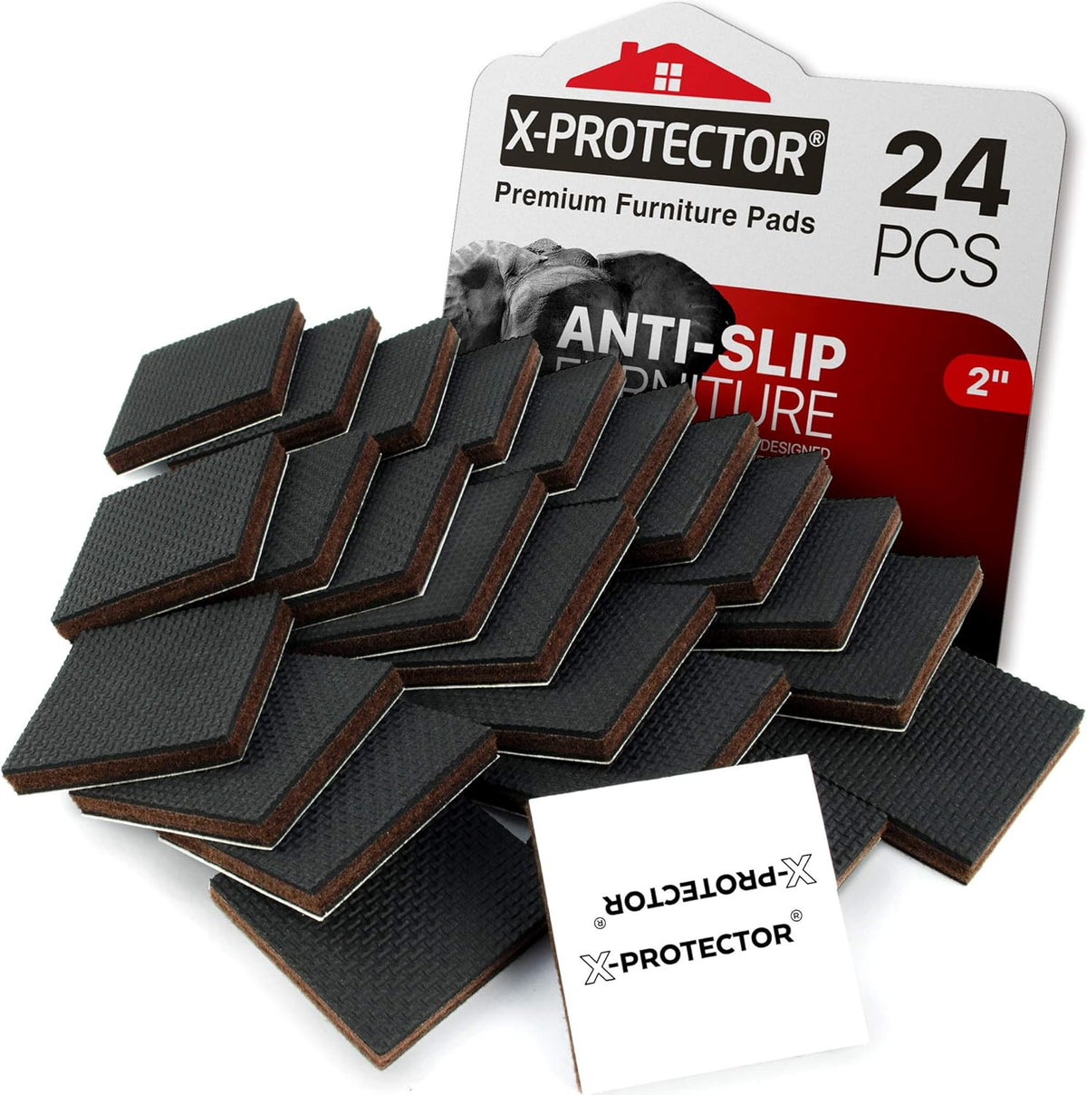 X-PROTECTOR Non Slip Furniture Pads – 24 pcs Premium Furniture Grippers 2"! Best SelfAdhesive Rubber Feet Furniture Feet – Ideal Non Skid Furniture Pad Floor Protectors – Keep Furniture in Place!