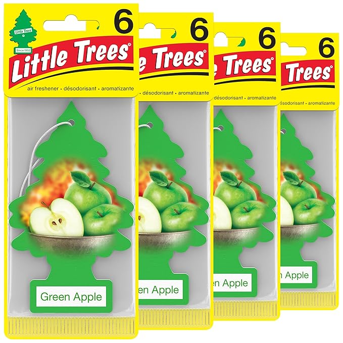 LITTLE TREES Car Air Freshener | Hanging Tree Provides Long Lasting Scent for Auto and Home | Green Apple, 24 Air Fresheners