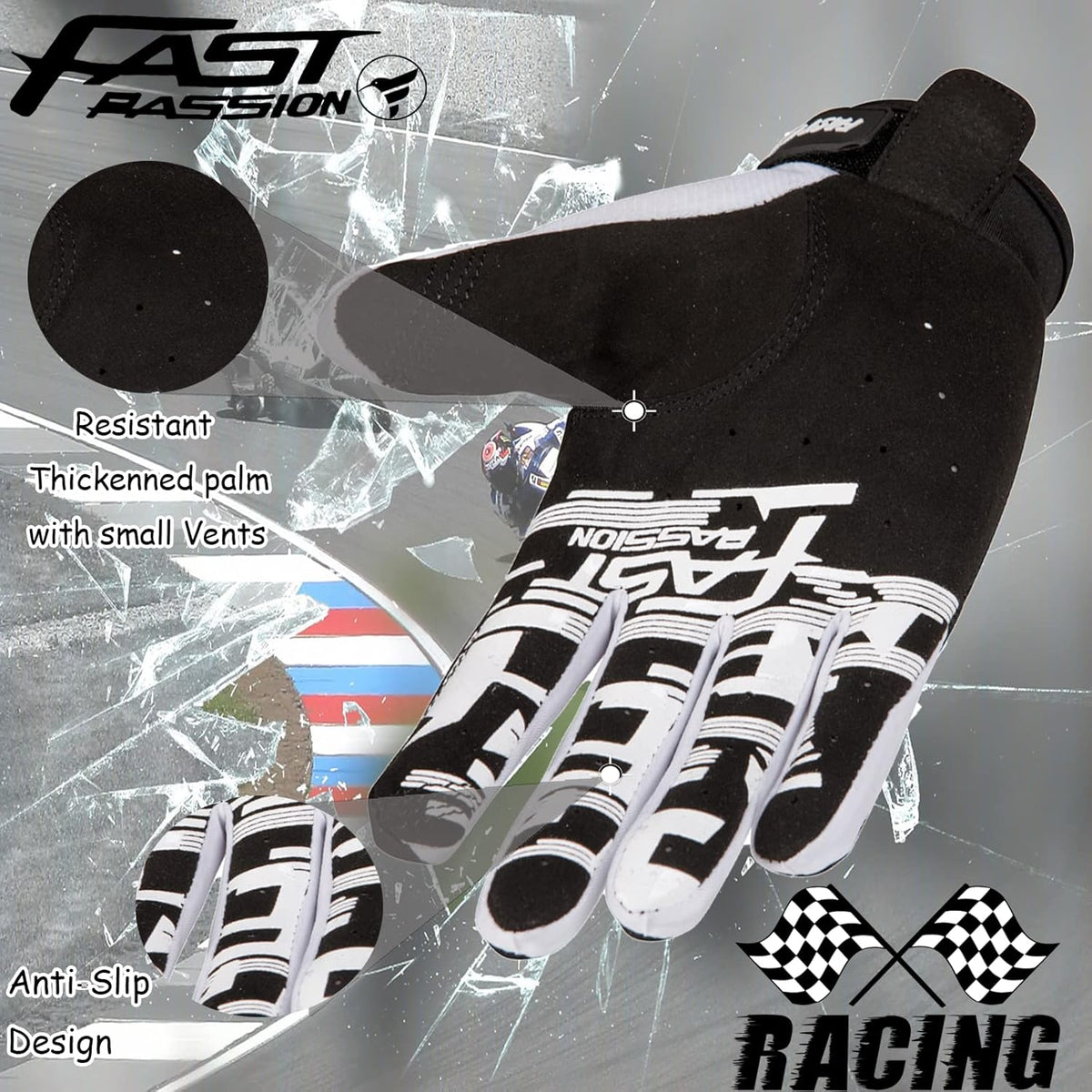 Motorcycle Gloves for Men/Women - Dirt Bike & Motocross Gloves with Anti-Slip ATV BMX MX MTB Riding Cycling Features