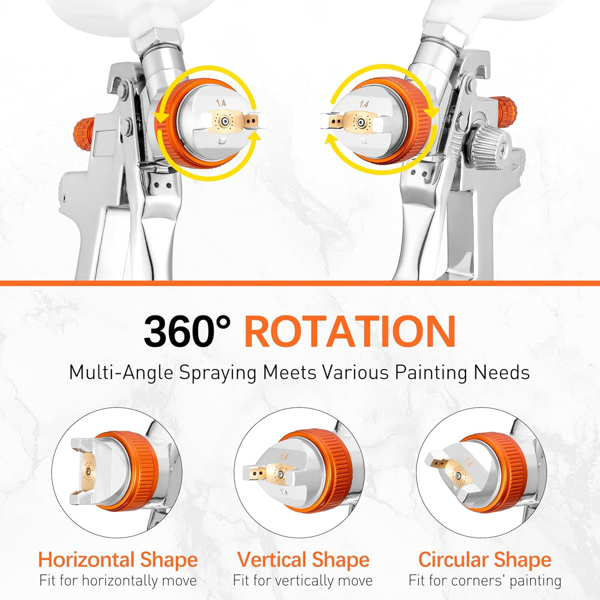 REFINE Spray Gun Kit, Auto Paint Gun with 1.4/1.7/2.0mm Nozzle Sets, 600cc Cup, Professional Automotive Air Spray Gun with Air Regulator for Cars, House ＆ DIY Painting