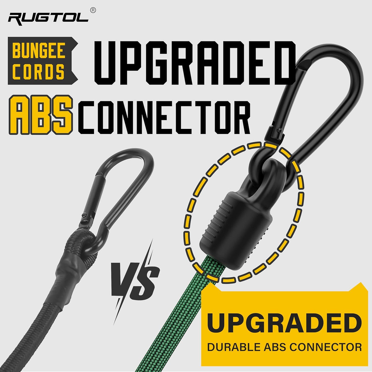 Bungee Cords with Hooks, 48 Inch Adjustable Green Bungee Cords with Carabiner Heavy Duty Outdoor, 8mm Thick Easy to Adjust Bungee Rope UV Resistant for Truck Bed, Bike Rack, Trash Can, Moving, 6 Pack