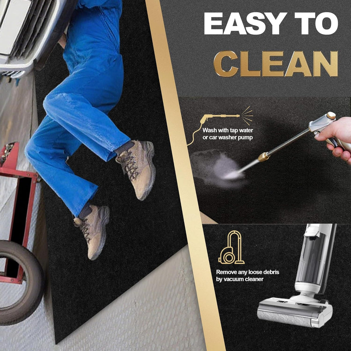 Oil Spill Mat, Garage Floor Mat for Garage & Workshop, 64″×32″ Reusable Floor Protector, Waterproof with Non‑Slip Rubber Backing, High‑Absorbency.