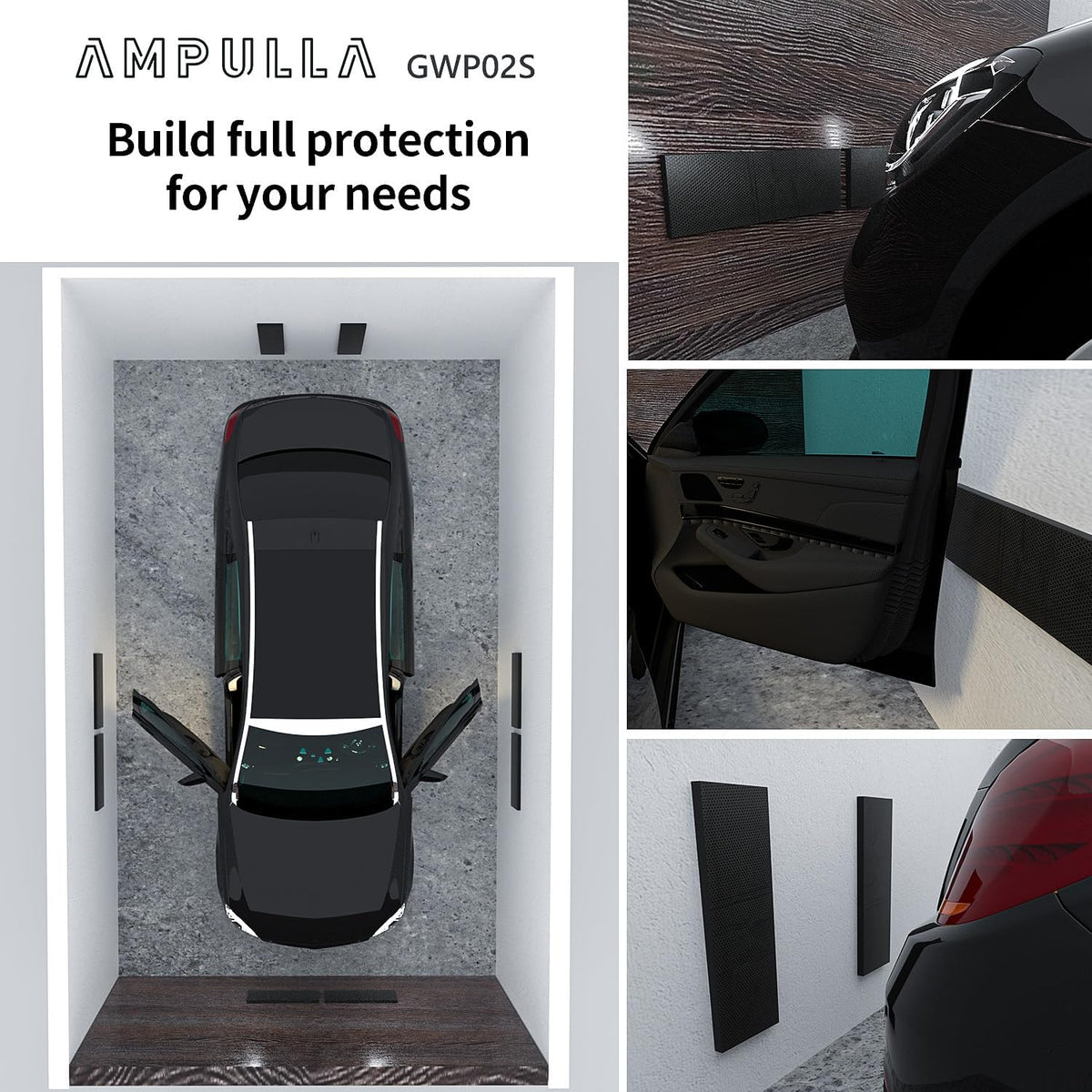 GWP02S Garage Wall Protector Car Door Protectors Bundle (Black & Marble Grain & Wood Grain 14-Pack)