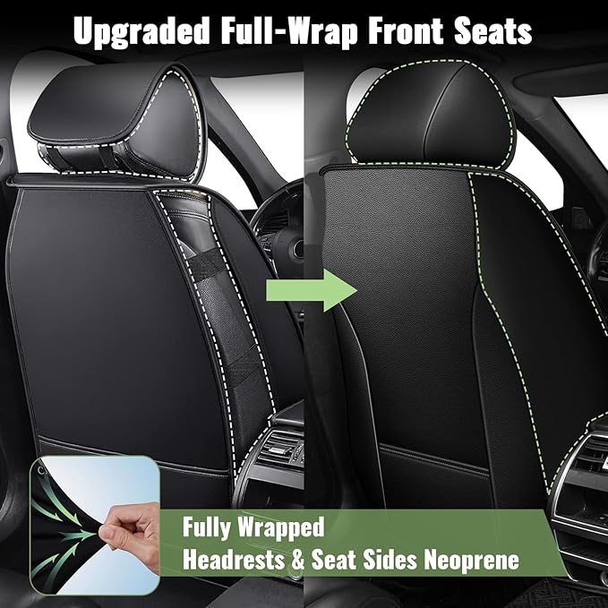Car Seat Covers Front Seats for Subaru Forester 2007-2025 2026 - Breathable Cooling Ice Silk Leather Seat Covers - 2 Seats Vehicle Seat Protector for Subaru Forester Accessories - Black&Beige