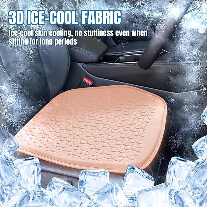 wuyaoyao Thin Gel Car Seat Cushion, Breathable Cooling Seat Cushions for Cars, Non-Slip & Comfortable Automotive Front Seats Cushion Pad for Driver, Chair Protector for Vehicle, Home, Office (Pink)