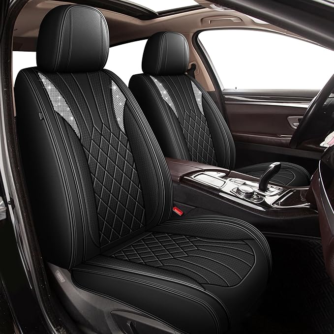 Bling Diamond Embroidered Seat Covers Fit for Nissan Juke 2011-2017(S/SV/SL), Full Set 5 Seats, Sparkle Rhinestone Breathable Perforated Faux Leather Car Seat Covers for Women (Black)