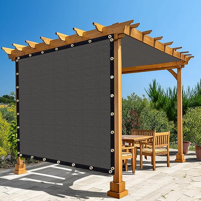 Amagenix 90% Pergola Shade Cover 20'X 20' Dark Gray Sun Shade Cloth with Grommets for Outdoor Garden Patio Porch-Commercial Grade 200 GSM-Cable Zip Ties Included (We Customized)