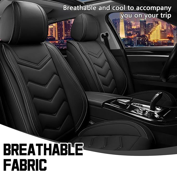 CTDS Car Seat Covers for Toyota RAV4 2000-2026, Stylish Sport Seat Cover, Premium Nappa Leather Car Seat Cover. Automobile Seat Covers Sets.(Standard 2 Seats/Pure Black)
