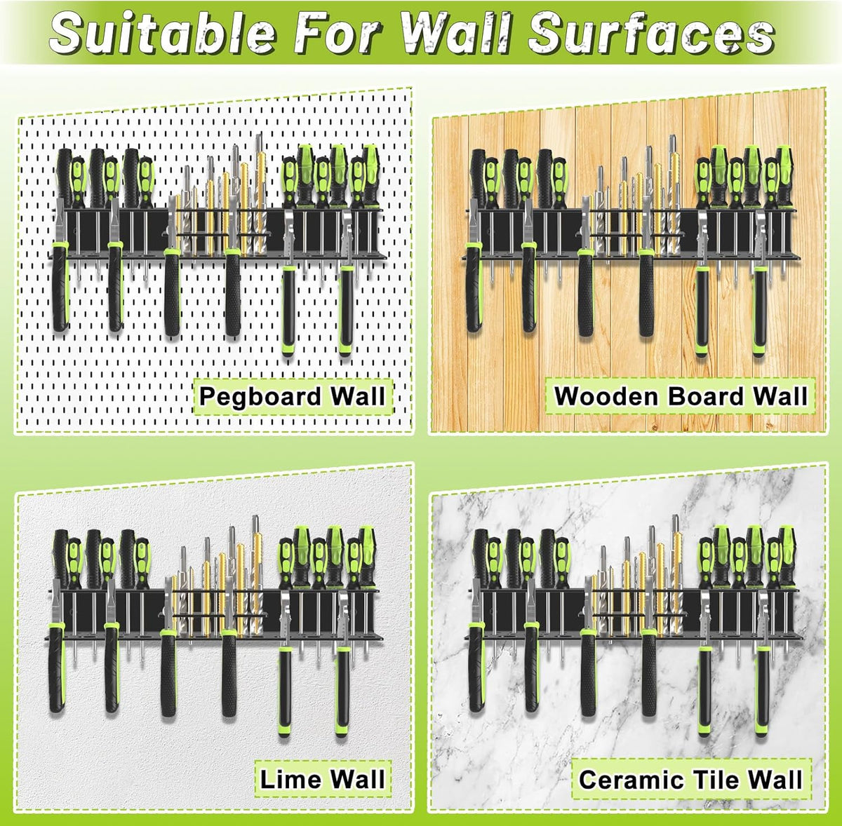 Screwdriver Holder Wall Mount,Heavy Duty Metal Utility Bit Organizer for Screw driver Pliers Drill Bits Small Tools,Screwdriver Organizer Suitable Garages Homes Workshops Sheds (54 holes 2pc)