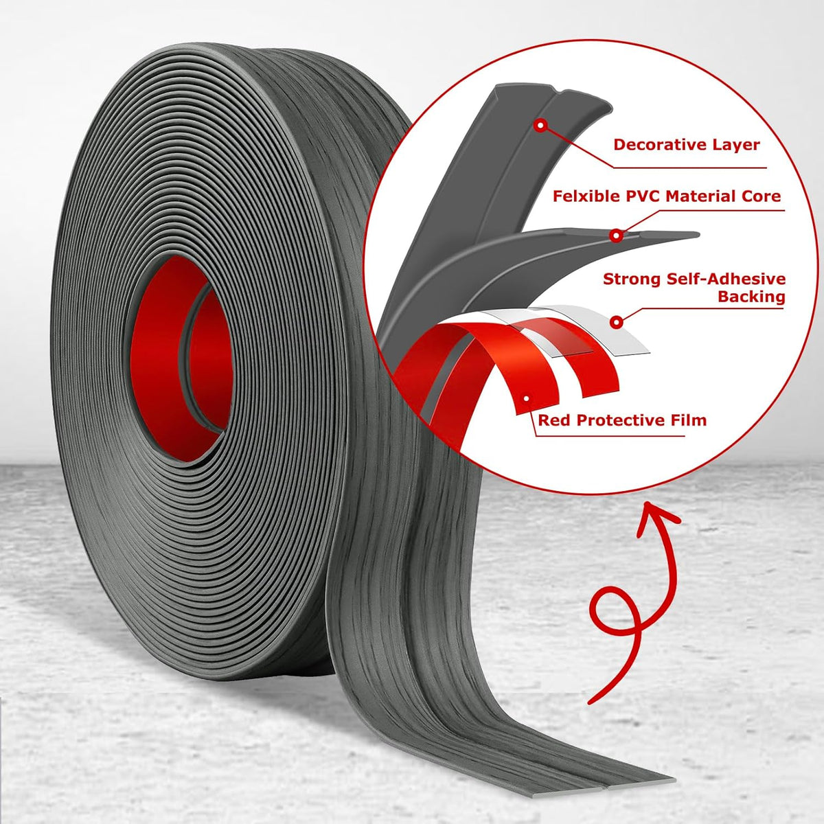 Flexible Wall Corner Protector Moulding Trim Peel and Stick Wall Corner Guards Edge Protector Self Adhesive Molding Trim Strip for Edge Ceiling (Deep Gray Wood Grain, 1.6 in x 40 Ft)
