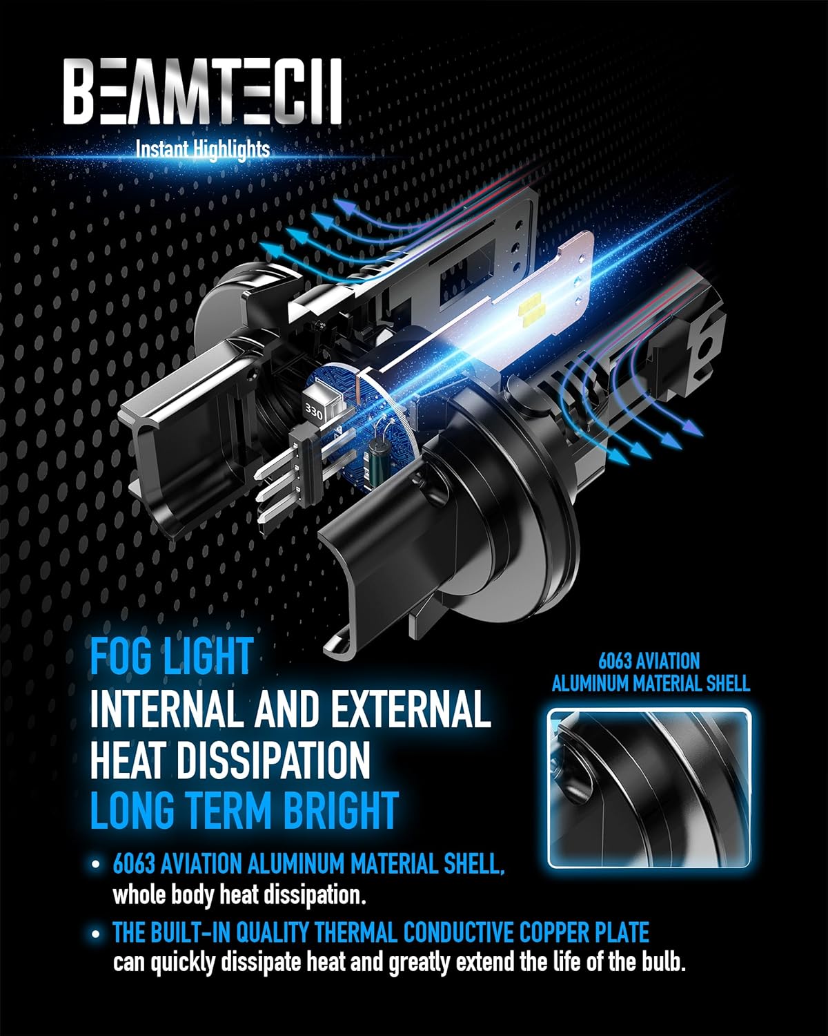 BEAMTECH H13 9008 Powersport Bulb For H13 Off-Road Or Fog Light 2 PCS