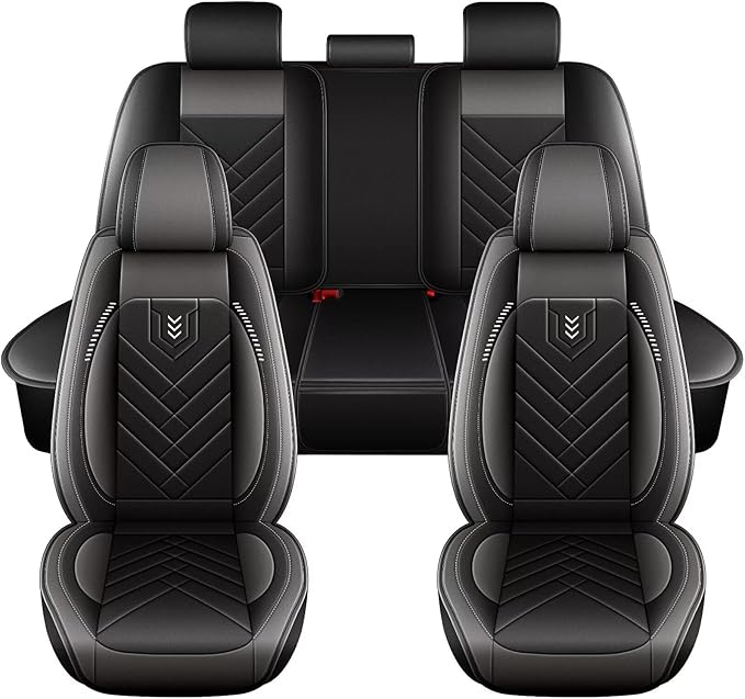 AOMSAZTO Car Seat Covers Fit for Jeep Patriot 2010-2017 Full Set Premium Seat Covers Waterproof Leather Automotive Seat Cushion Protector Compatible with Airbag(5 Seats,Grey)