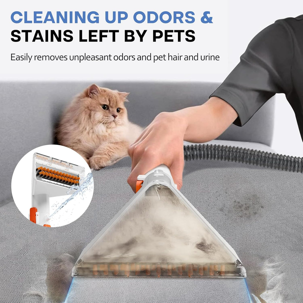 Portable Carpet and Upholstery Cleaner Machine - Multi-Surface Cleaner, Couch & Rug Shampooer with Powerful Suction, Handheld Cleaner for Pets, Spot, Stain, Car & Auto Detailer, Silver