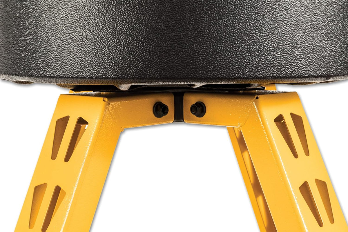 DEWALT Heavy-Duty Metal Stool for Garage and Shop, 360 Swivel Seat, Storage Tray, Padded Rip-Resistant Seat, Steel Frame, Industrial Powder Coating