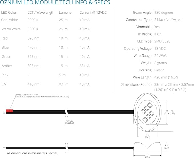 Oznium LED Modules (Round Chrome, UV LED)