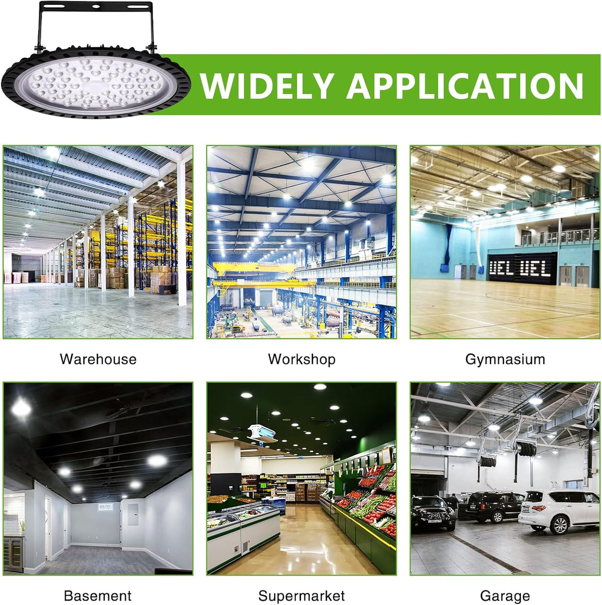 Viugreum 10 Pack 200W UFO LED High Bay Lights, 20000LM 6500K Daylight White Ultra Thin Highbay Light Fixtures, 110V IP65 Waterproof Bay Lighting for Garage Factory Warehouse Gym