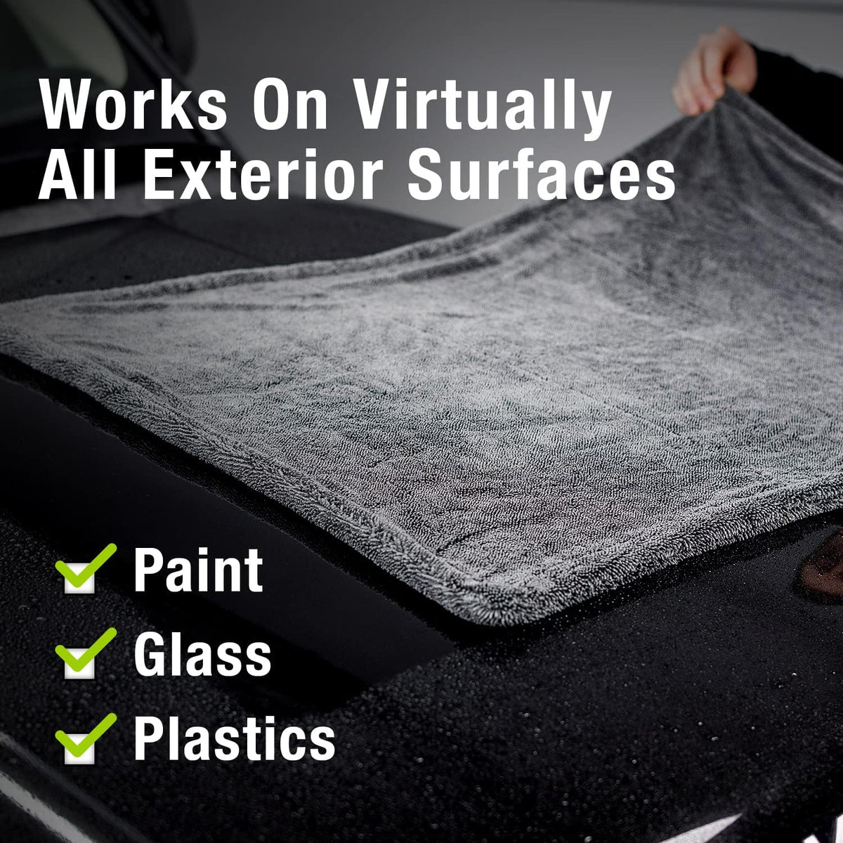 ExoForma Mega Car Drying Towel - Holds Up to 9 lbs, No Streaks, Scratches, or Water Spots | 1200 GSM Microfiber Double Twist Pile & Edgeless Design, 1 Quick & Effortless Dry - 24” x 36”