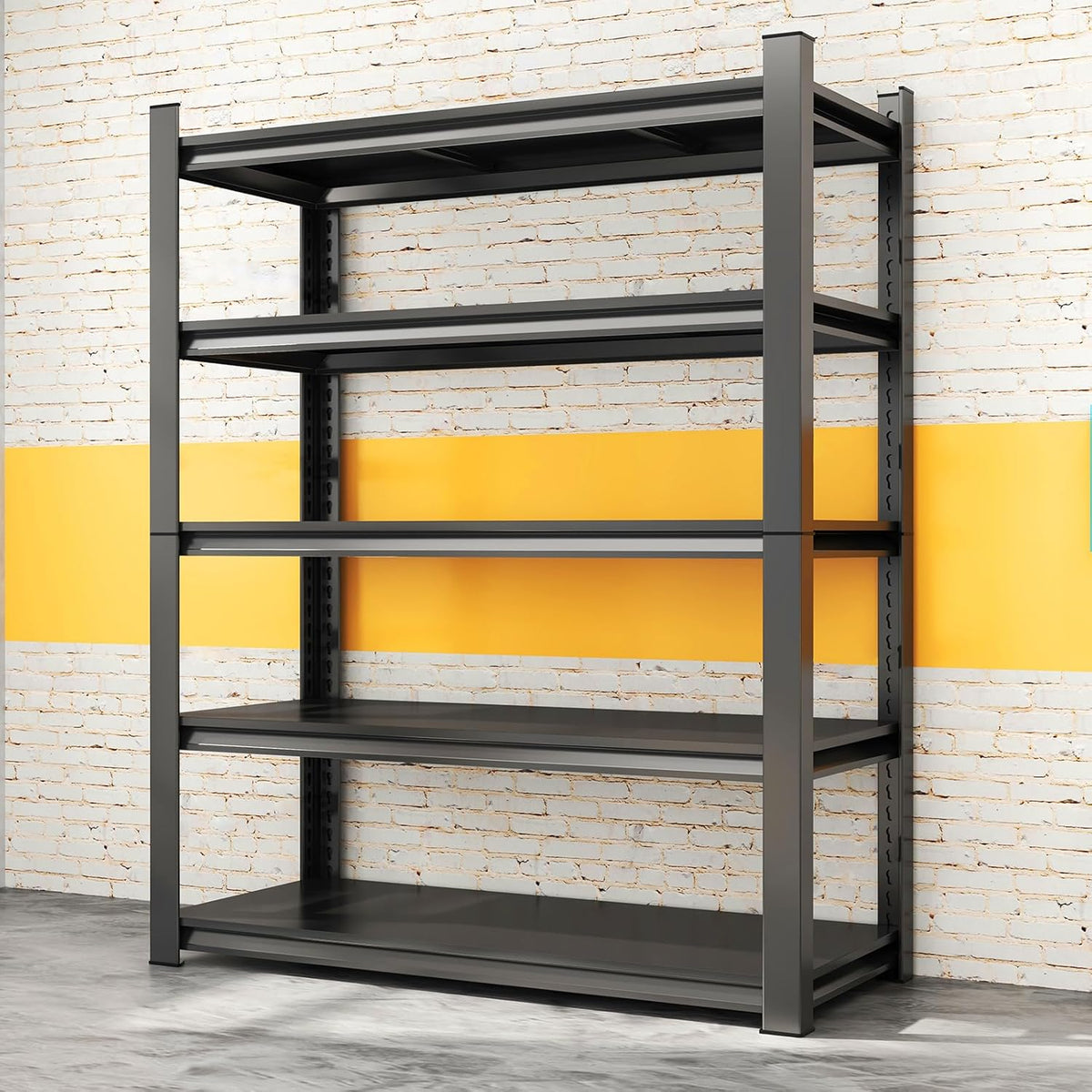 45.3" W Metal Garage Shelving Unit 3500LBS Metal Storage Shelves 5 Tier Adjustable Shelving Unit Garage Shelves for Kitchen Warehouse Pantry Basement,Rust-Resistant, 72" H x 45.3" W x 16" D,Black