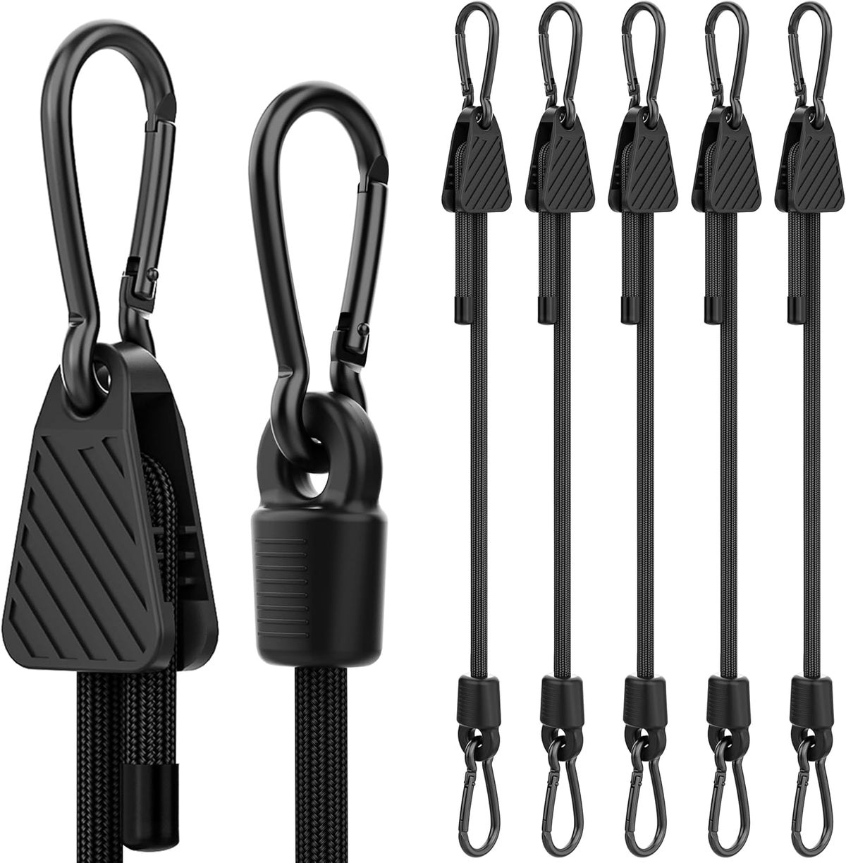 Bungee Cords with Hooks, 60 Inch Adjustable Elastic Bungee Cords with Carabiner Hooks, Easy to Adjust Bungee Rope UV Resistant for Truck Bed, SUV Trunk, Car, Bike Rack, Trash Can, Moving, Plants