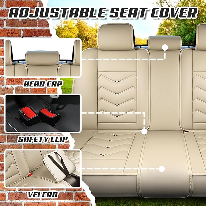 Car Seat Covers for Lexus ES 350 2007-2026, Premium Nappa Leather Car Seat Cover, Stylish Sport Seat Covers， Automobile Seat Cover Sets.(Standard 5 Seats/Beige)