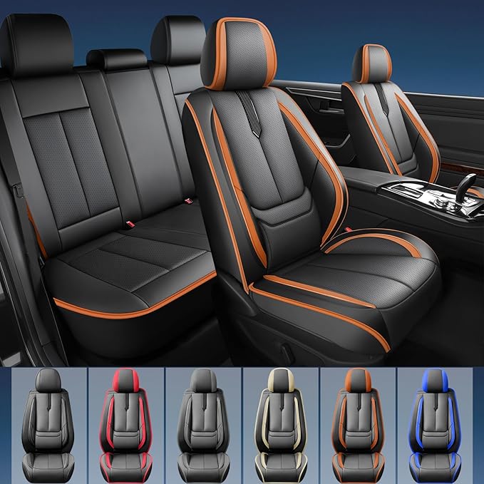 Fit Venue Car Seat Covers for Hyundai Venue 2020-2025 2026-Upgraded Premium Waterproof & Breathable Leather,Airbag Compatible,All-Weather Seat Cushion Protector,Full Set,Black-Brown
