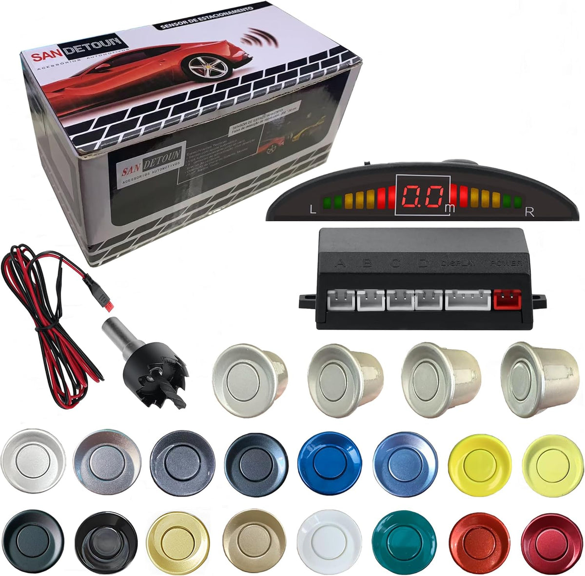Parking Sensor Kit Backup Sensor Kit Reverse Sensor for Car 18 Color Options for Probes Adjustable Alarm Volume Professional Sensore de Reversa para Carro Safe Driving Assistant（Silver