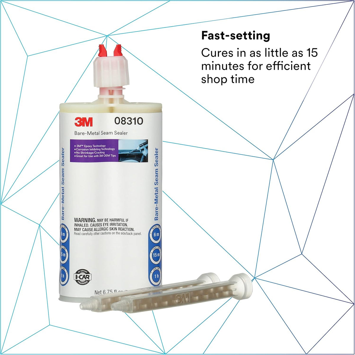 3M Bare - Metal Seam Sealer, 08310, Beige Color, Two-Part, Non-Sagging, Self-Mixing Epoxy, 200 ml/6.75 fl oz Cartridge